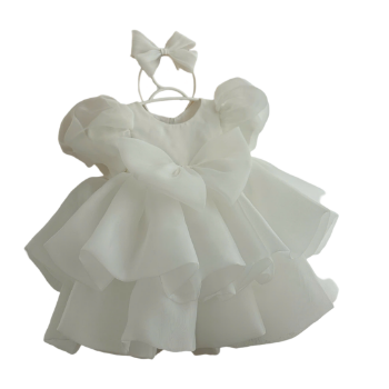 SAMPLE PROVIDED unique 1 year birthday dress with many colours to choose from customizable, with detachable bow ODM/OEM services 2