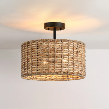 Seagrass and Rattan Semi Flush Mount, Lamps made from handmade materials, home decoration accessories, wholesale.