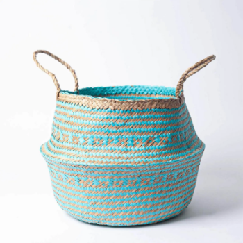 Seagrass basket with woven handle, Multi-purpose storage basket home organization accessory highly aesthetic wholesale available