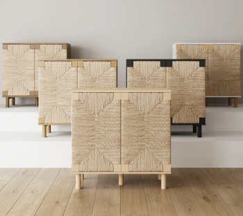 Seagrass Cabinet rectangle Storage Cabinet Elegant Bamboo Wood Drawers Custom Bamboo Storage Cabinet