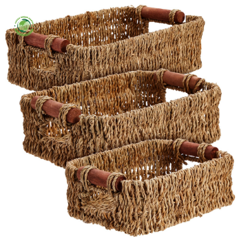 Set of 3 Seagrass Baskets for Storage Eco-friendly storage solution for modern bathrooms Perfect for home decor, wholesale