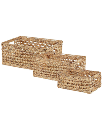 Set of 3 Water Hyacinth Baskets, Storage basket, home organization accessory highly aesthetic, wholesale available.