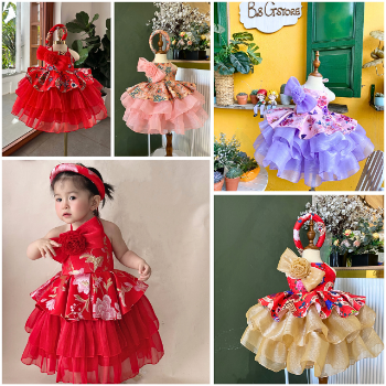 Short Dress Brocade Pinafore Girl's Clothing Girls Dresses Princess High Quality Factory Price OEM ODM Service Made In Vietnam 1