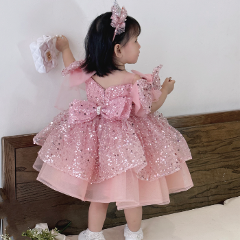 Short Dress with Off-Shoulder and Sequin Girl's Clothing Girls Dresses Princess High Quality Factory Price OEM ODM Service Made In Vietnam 4