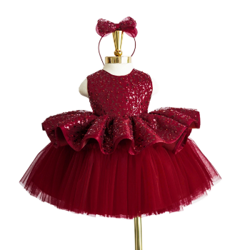 Short Dress Sequined Dress with Tulle Bubble Skirt Girl's Clothing Girls Dresses Princess High Quality Factory Price OEM ODM Service Made In Vietnam 4