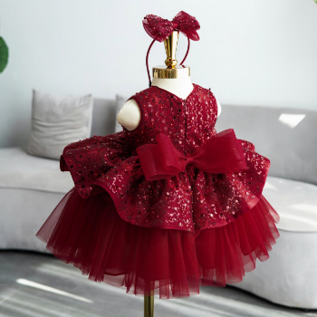 Short Dress Sequined Dress with Tulle Bubble Skirt Girl's Clothing Girls Dresses Princess High Quality Factory Price OEM ODM Service Made In Vietnam 3