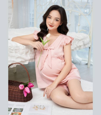 Silk Striped Maternity Outfit Set With Bow Collar For Home Postpartum Wear B314 Anti-Shrink Sweat-Absorbent Not Discolored 6