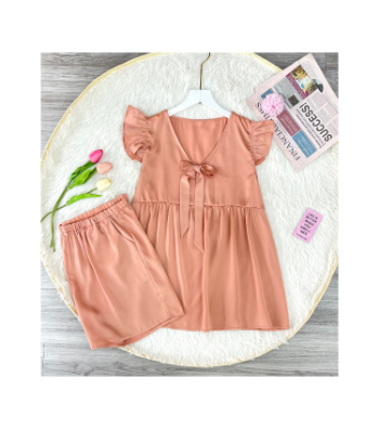 Silk Striped Maternity Outfit Set With Bow Collar For Home Postpartum Wear B314 Anti-Shrink Sweat-Absorbent Not Discolored 2