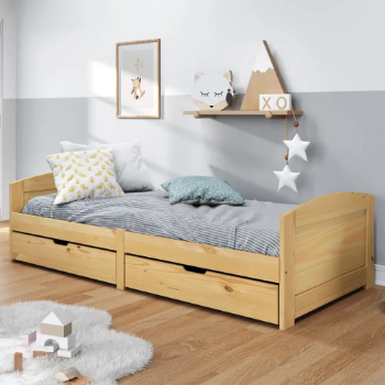 Single Bed Frame with Storage High Quality Pine Wood Bedroom Furniture Modern Design for Children Made in Vietnam