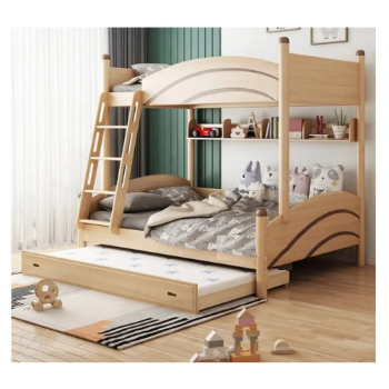 Solid Wood Bunk Bed Frame with Storage Simply Elegant Wooden Furniture for Children's Room Handmade in Vietnam Factory Price