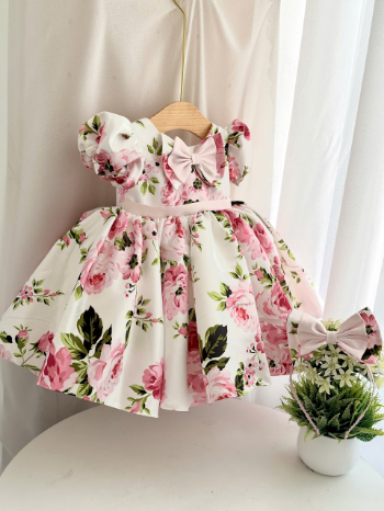 SPRING COLLECTION floral pattern taffeta fabric party dress for girl for performancing or other formal/special occasions ODM/OEM 4