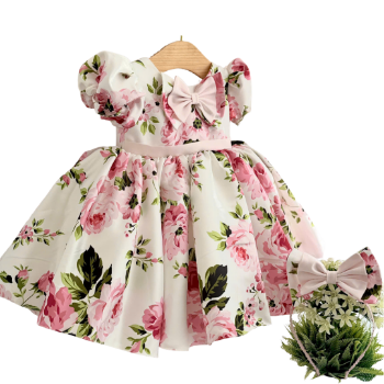 SPRING COLLECTION floral pattern taffeta fabric party dress for girl for performancing or other formal/special occasions ODM/OEM 2