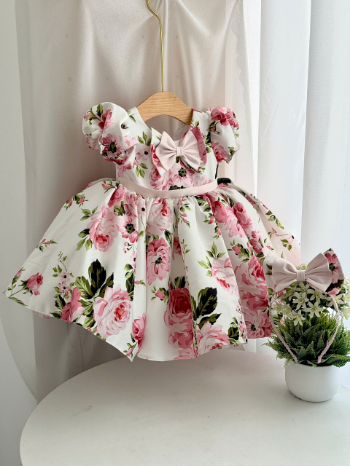 SPRING COLLECTION floral pattern taffeta fabric party dress for girl for performancing or other formal/special occasions ODM/OEM 5