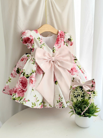 Spring wholesale beautiful fashion 3D floral printed taffeta dress for girls made in Viet Nam 6