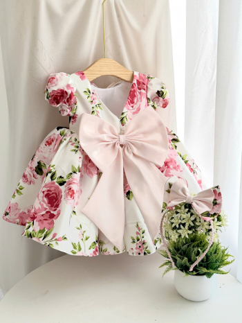 Spring wholesale beautiful fashion 3D floral printed taffeta dress for girls made in Viet Nam 4