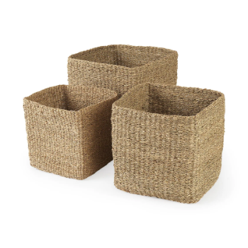 Square Seagrass Basket, Multi-purpose storage basket, home organization accessory, highly aesthetic, wholesale available.