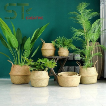 Super Cheap Wholesale Natural Rattan Flower Pot Storage Basket Indoor/ Eco - Friendly Planter Holder/ Flower Pot Home Decoration 4