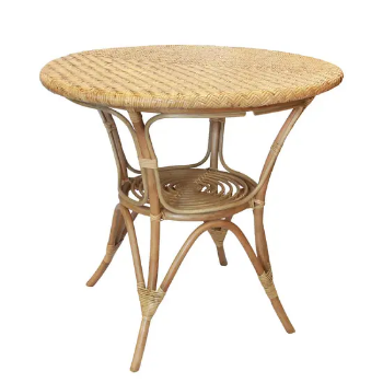 Table rattan round cafe made of natural materials, customized size on request, environmentally friendly, durable and elegant.