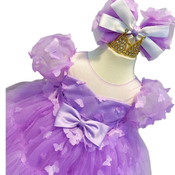 TOP CHOICE purple princess dress with butterfly decoration designed with multi-layer soft mesh fabric and cotton lining ODM/OEM 1