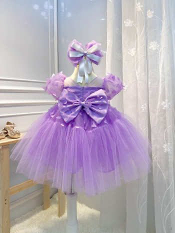 TOP CHOICE purple princess dress with butterfly decoration designed with multi-layer soft mesh fabric and cotton lining ODM/OEM 5