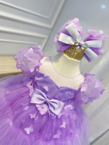 TOP CHOICE purple princess dress with butterfly decoration designed with multi-layer soft mesh fabric and cotton lining ODM/OEM 3