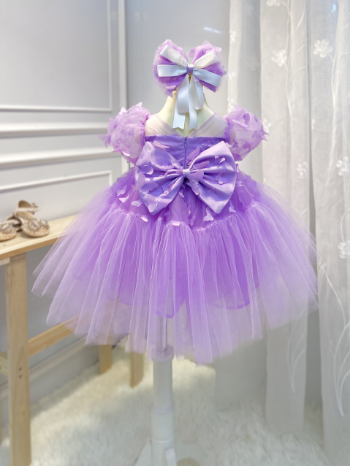 TOP CHOICE purple princess dress with butterfly decoration designed with multi-layer soft mesh fabric and cotton lining ODM/OEM 6