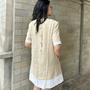 Vietnam Manufacturer Oversize Mini Dress 100% Linen Custom Plain Solid Color Lady Formal Casual Dress For Women Easy To Wear 4