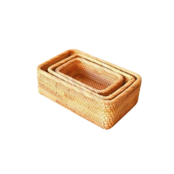 Vietnam Product Hand Woven Storage Basket Using As Rattan Wicker Kitchen Organizer Fruit Snack Storage Box Living Room 1