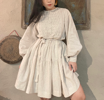 Washable Dresses Women 2024 OEM ODM Good Price Casual Baby Doll Loose Mini Linen Dress Easy To Wear From Vietnam Manufacturer 4