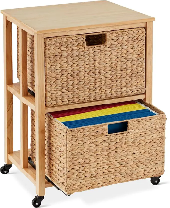 Water hyacinth Vertical Rolling File Cabinet rectangle Storage Cabinet Elegant Bamboo Wood Drawers Custom Bamboo Storage Cabinet
