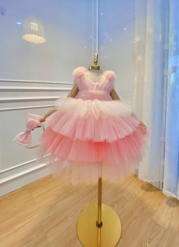 Western style costume Latest summer best selling cake design little princess girl baby birthday puffy gauze dresses 2