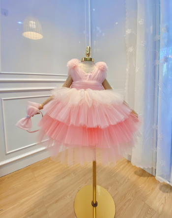 Western style costume Latest summer best selling cake design little princess girl baby birthday puffy gauze dresses 3