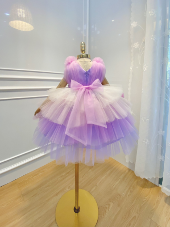 Western style costume Latest summer best selling cake design little princess girl baby birthday puffy gauze dresses 4