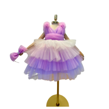 Western style costume Latest summer best selling cake design little princess girl baby birthday puffy gauze dresses 1