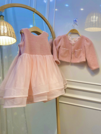 Wholesale 2023 Winter Long Sleeve Dress and Jacket Set for Children Princess Party Dress 6