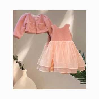 Wholesale 2023 Winter Long Sleeve Dress and Jacket Set for Children Princess Party Dress 1