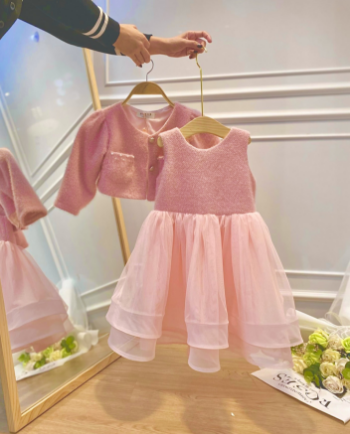 Wholesale 2023 Winter Long Sleeve Dress and Jacket Set for Children Princess Party Dress 3