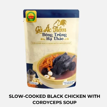 Wholesale 24ps 350g Slow-cooked Black Chicken with Cordyceps nutritious soup ready to eat mre ISO HACCP OEM healthy food Vietnam