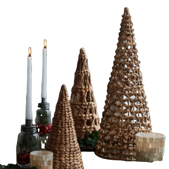 Wholesale Eco-Friendly Pine Tree Storage Baskets from Vietnam Made of Durable Natural Water Hyacinth Christmas Tree Design