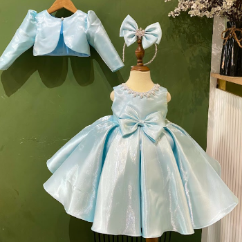 Winter Dress Shiny Fabric Set with Removable Jacket Girl's Clothing Girls Dresses High Quality Factory Price OEM ODM Service Made In Vietnam 5