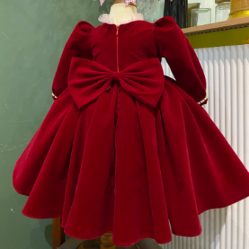 Winter Dresses Velvet Dress with Embroidered Lace Girl's Clothing Girls Dresses High Quality Factory Price OEM ODM Service Made In Vietnam 4