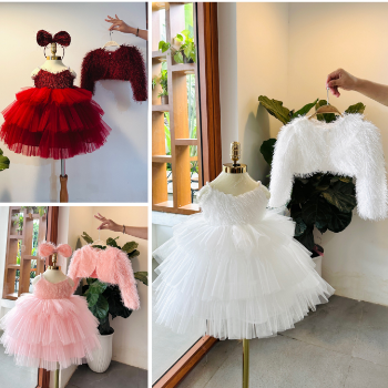 Winter Feather Dress And Coat Girl's Clothing Girls Dresses High Quality Factory Price OEM ODM Service Made In Vietnam  1