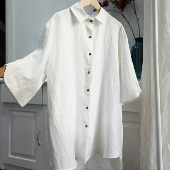 Women's Casual Oversized Linen Shirt Easy to Wear 100% Linen Long Length Reasonable Price Made in Vietnam 4