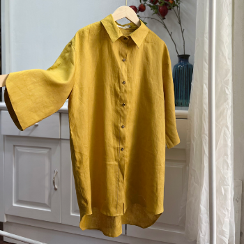 Women's Casual Oversized Linen Shirt Easy to Wear 100% Linen Long Length Reasonable Price Made in Vietnam 6