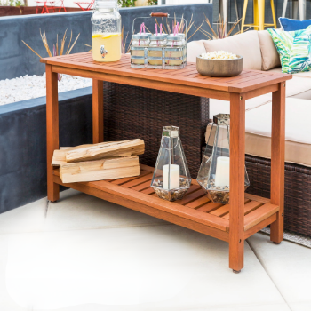 Wooden Table 2-Shelf Modern Outdoor Wholesale Outdoor Furniture Garden Folding Round Wooden Table Made In Vietnam 3