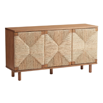 Woven Seagrass Cabinet square Storage Cabinet Elegant Bamboo Wood Drawers Custom Bamboo Storage Cabinet