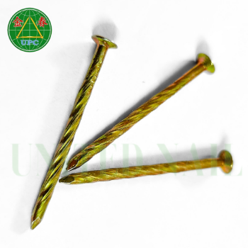 Yellow Plated Steel Construction Nails Durable Rust-Resistant Checkered Head Style Heavy Duty Ring Shank Competitive Prices