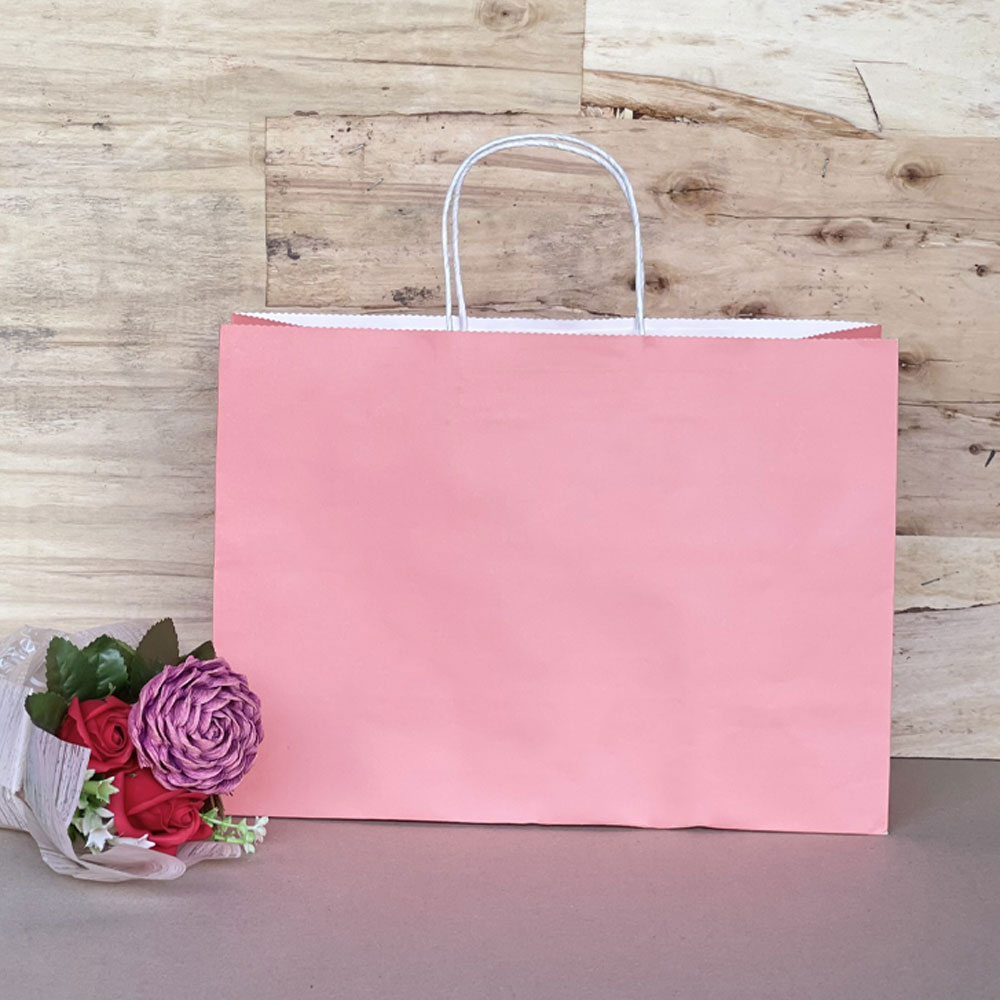 Kraft Paper Gift Bags With Handles Customized Size Eco-Friendly Shopping Accessories White Kraft Paper Vietnam Manufacturer 3