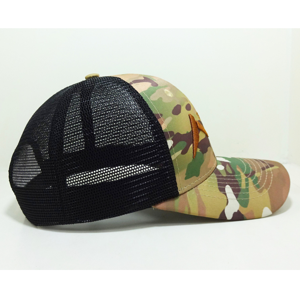3D Camouflage Embroidered Trucker Hats 6 Panel Structured Breathable Black Mesh Adjustable Snapback Closure For Brand Promotions 5