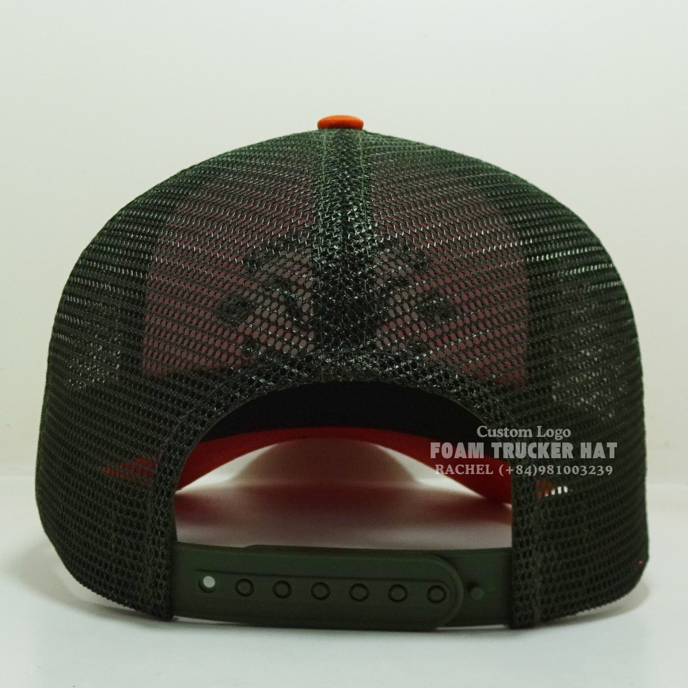 3D Embroidered Foam Mesh Hats Baseball Trucker Hats 5 Panel Hot Red Color Curved Brim Adjustable Snapback Vietnam Headwear OEM 7